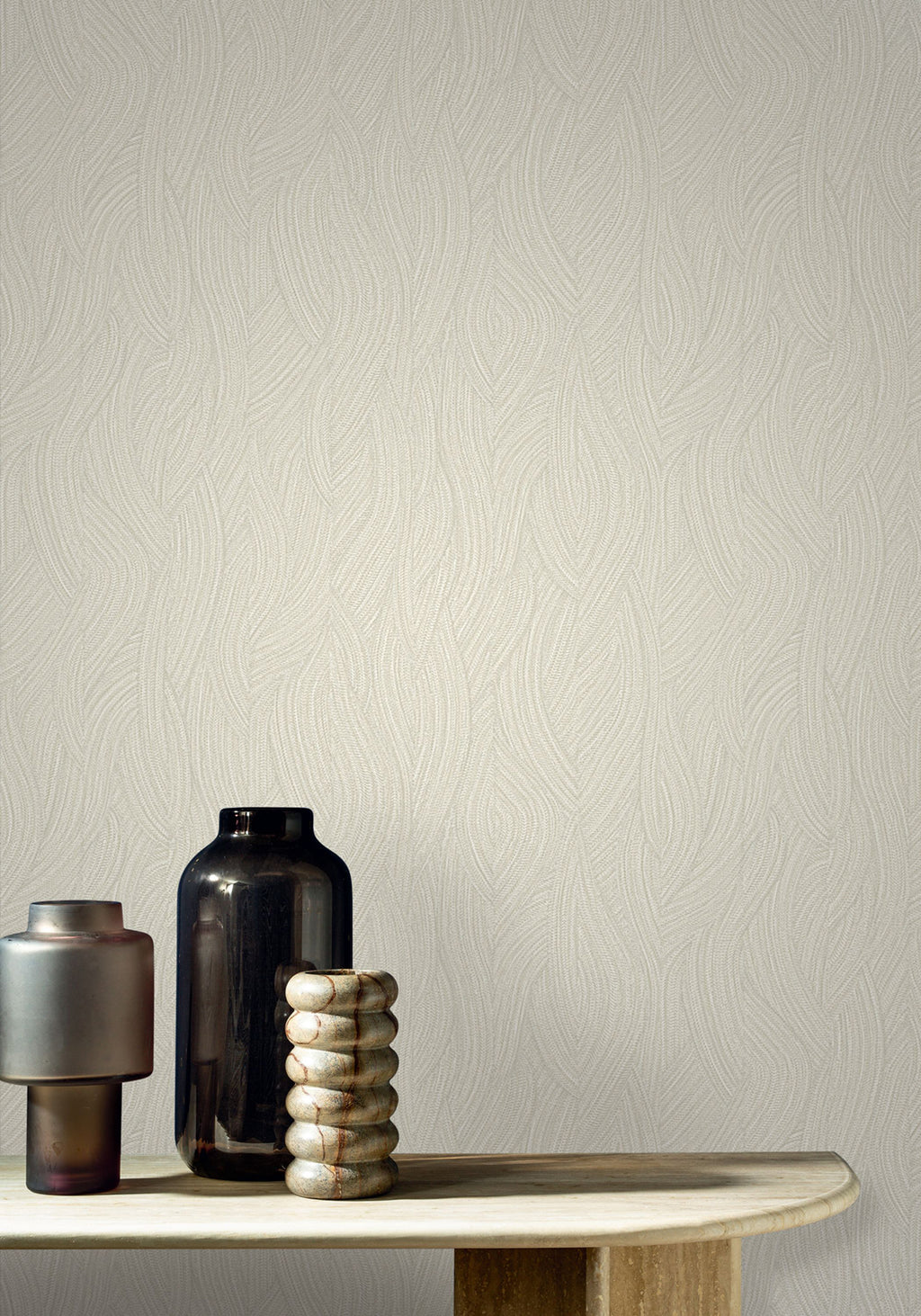 Jassine wallpaper by Casamance in Cream – Ivory, styled room shot