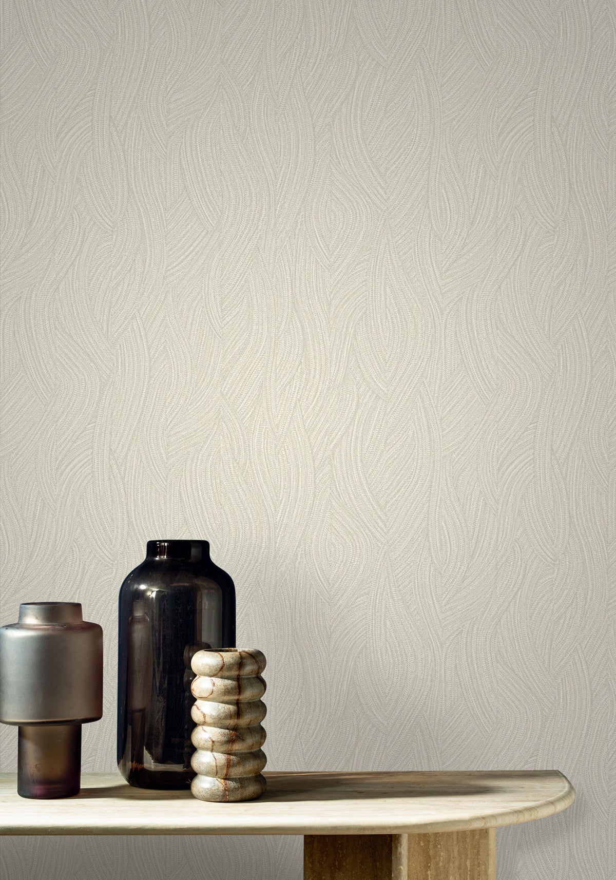 Jassine wallpaper by Casamance in Cream – Ivory, styled room shot