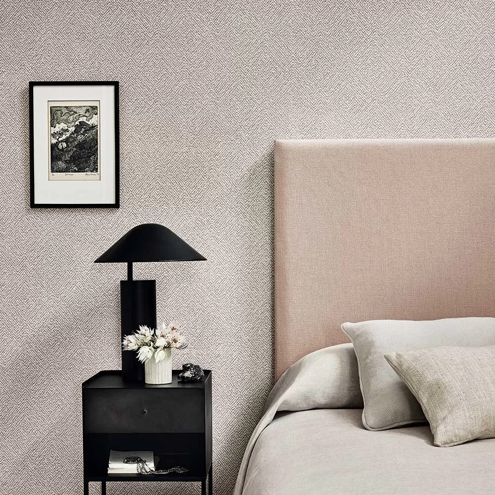 Kali wallpaper by Romo in Grey – Grey Mist, styled room shot