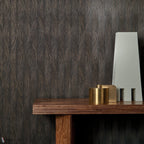 Keramos wallpaper by Casamance in Black – Ebony & Gold, styled room shot