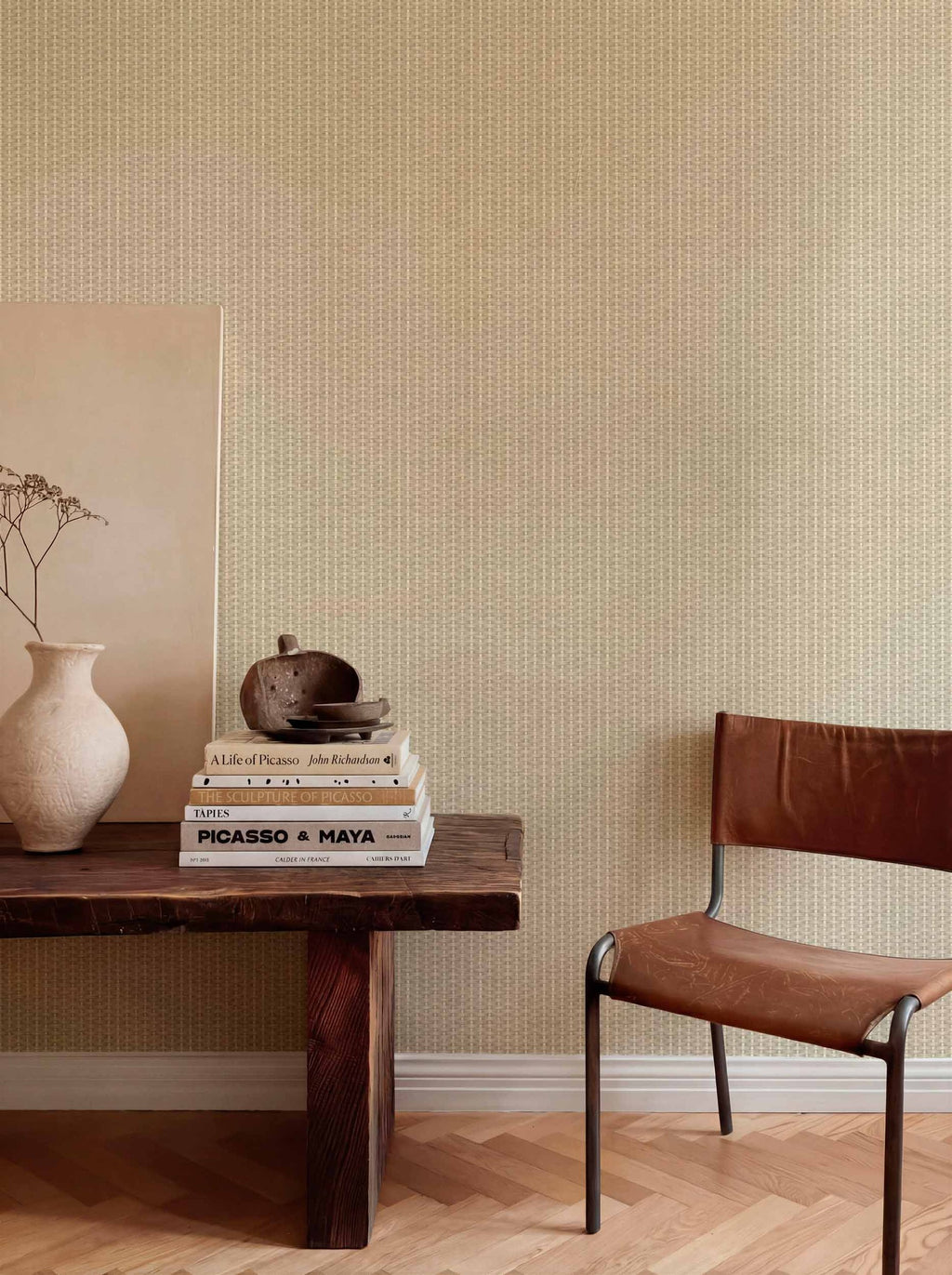 Kuba wallpaper by Coordonné in Cream, styled room