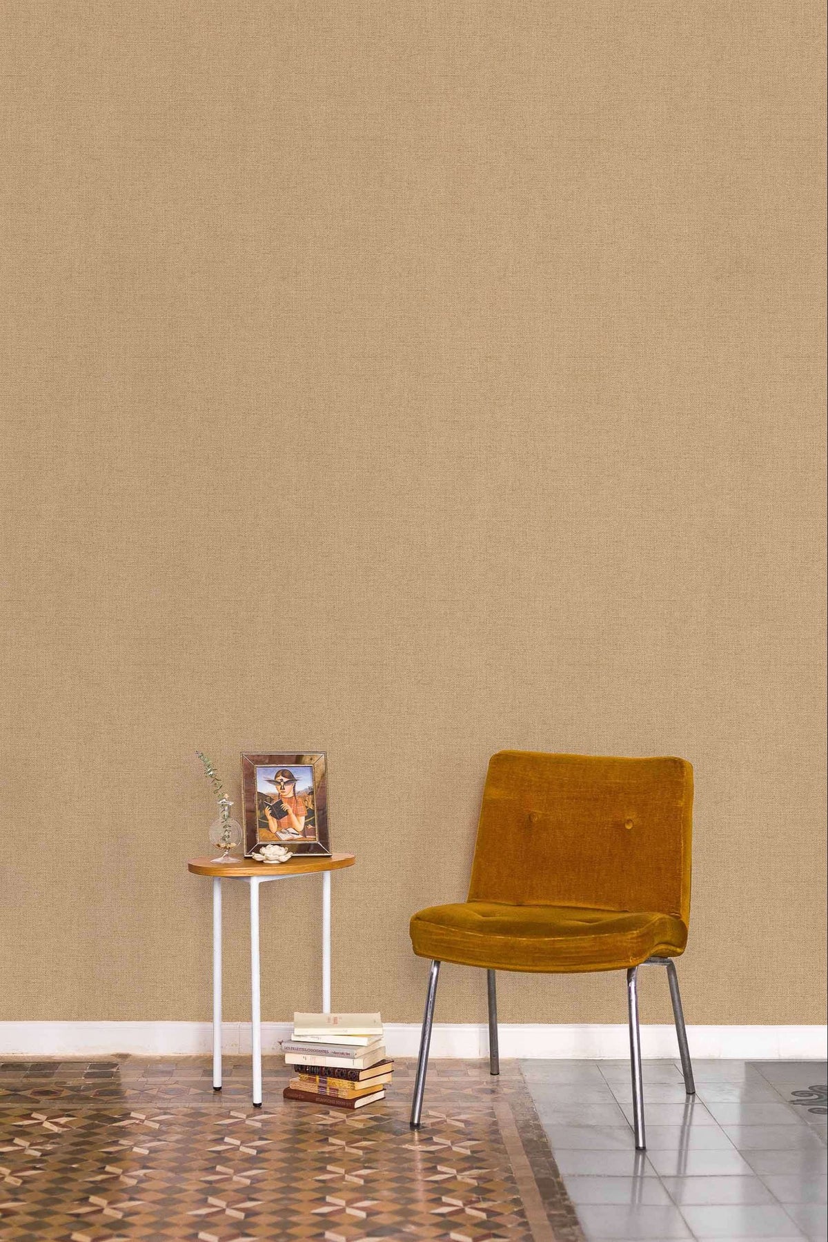 Lin wallpaper by Coordonné in Brown, styled room