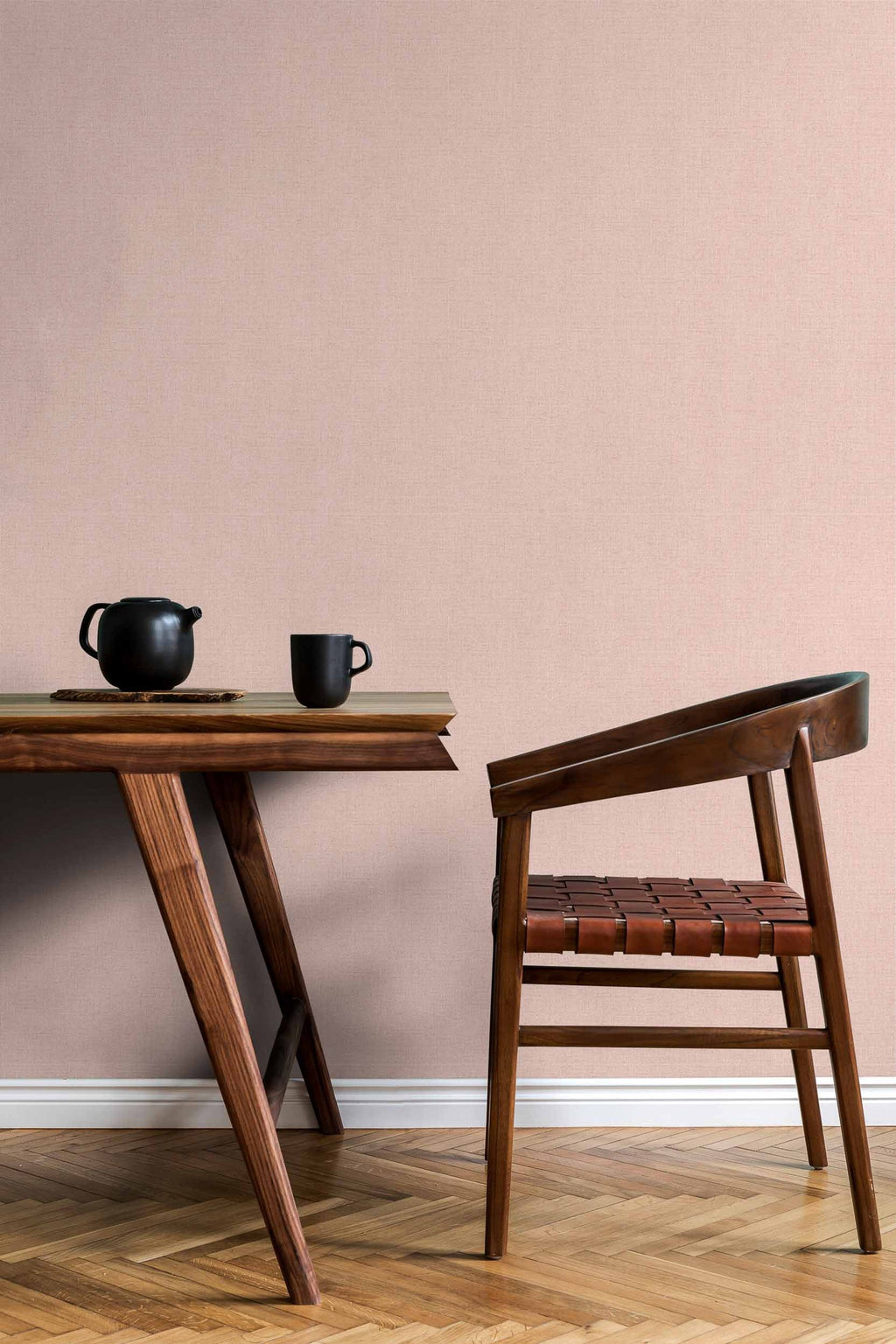 Lin wallpaper by Coordonné in Pink – Coral III, styled room