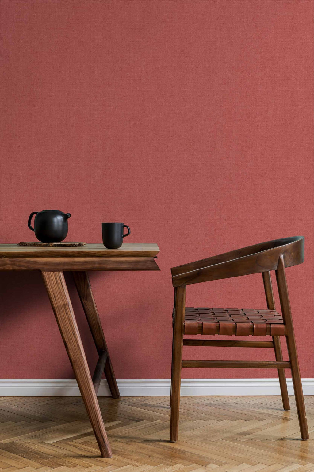 Lin wallpaper by Coordonné in Pink – Coral, styled room