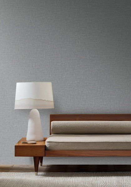 Lina wallpaper by Casamance in Blue – Bluestone, styled room shot