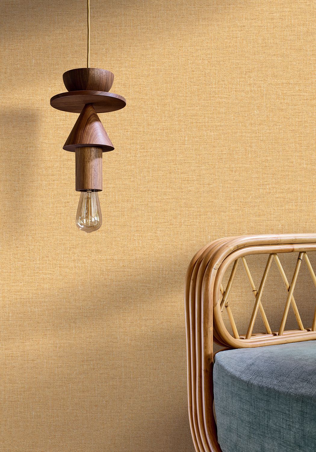 Lina wallpaper by Casamance in Cream – Vanilla, styled room shot