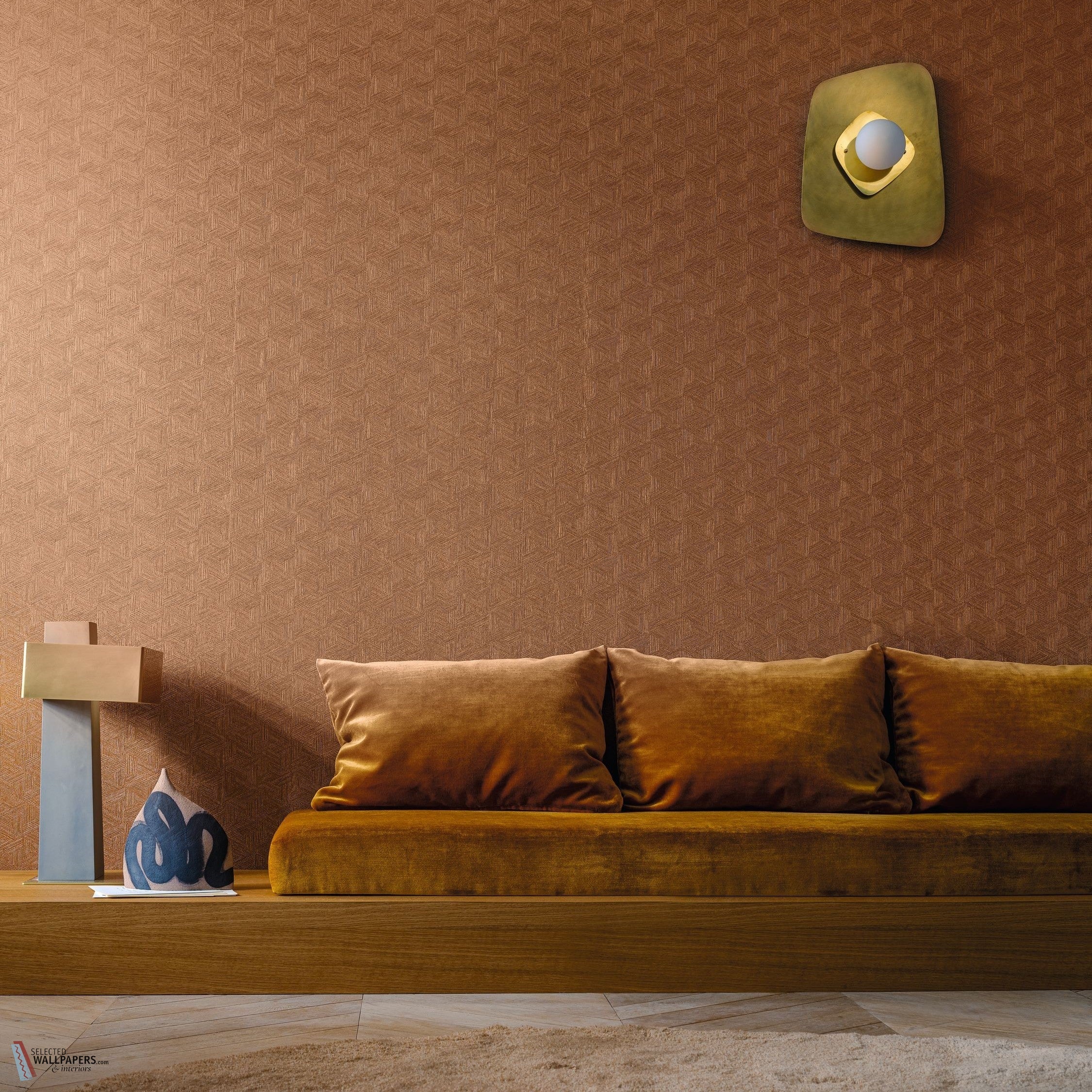 Lindu wallpaper by Casamance in Orange – Sienna, styled room shot