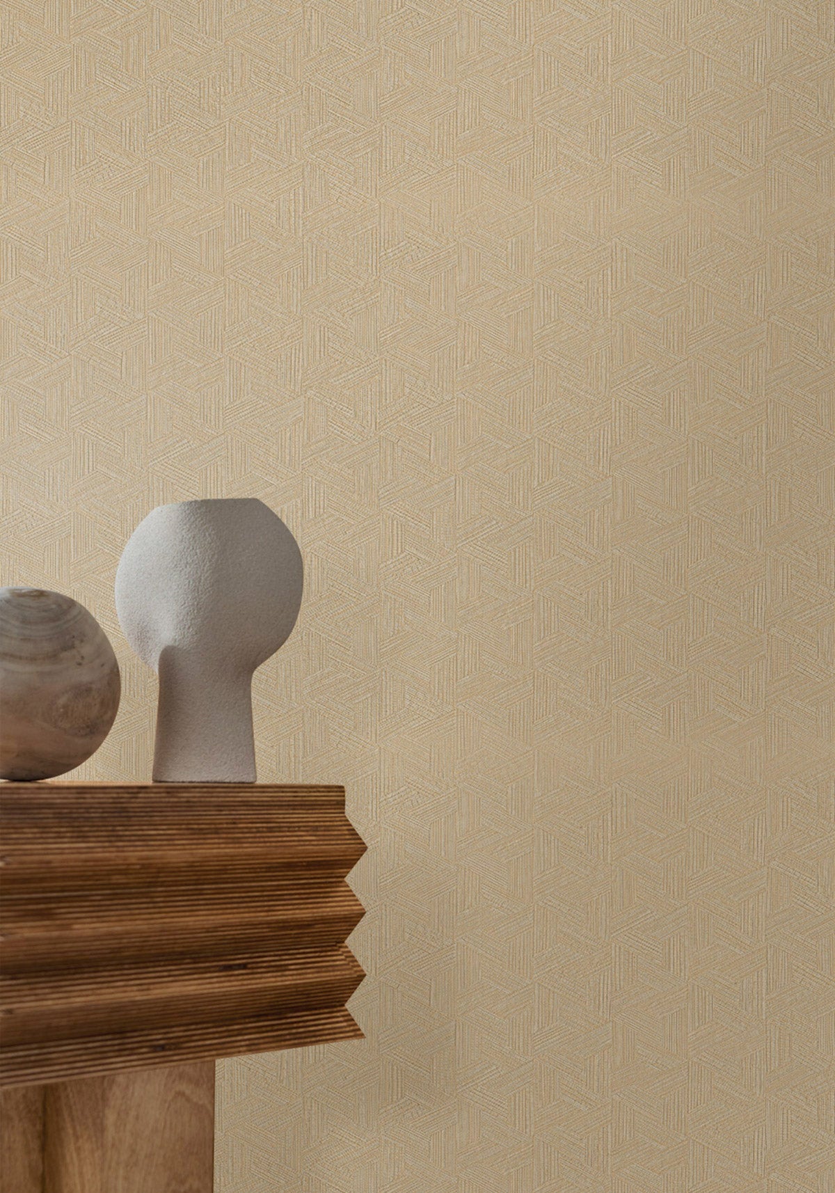 Lindu wallpaper by Casamance in Yellow – Straw, styled room shot