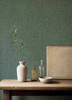 Lino wallpaper by Coordonné in Teal, styled room