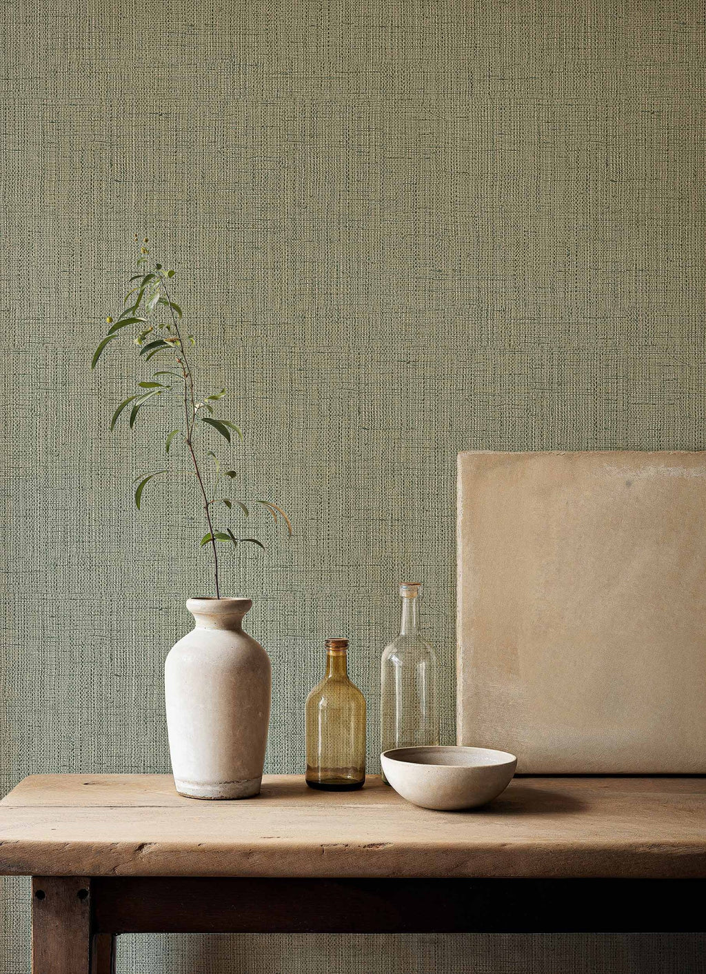 Lino wallpaper by Coordonné in Green, styled room