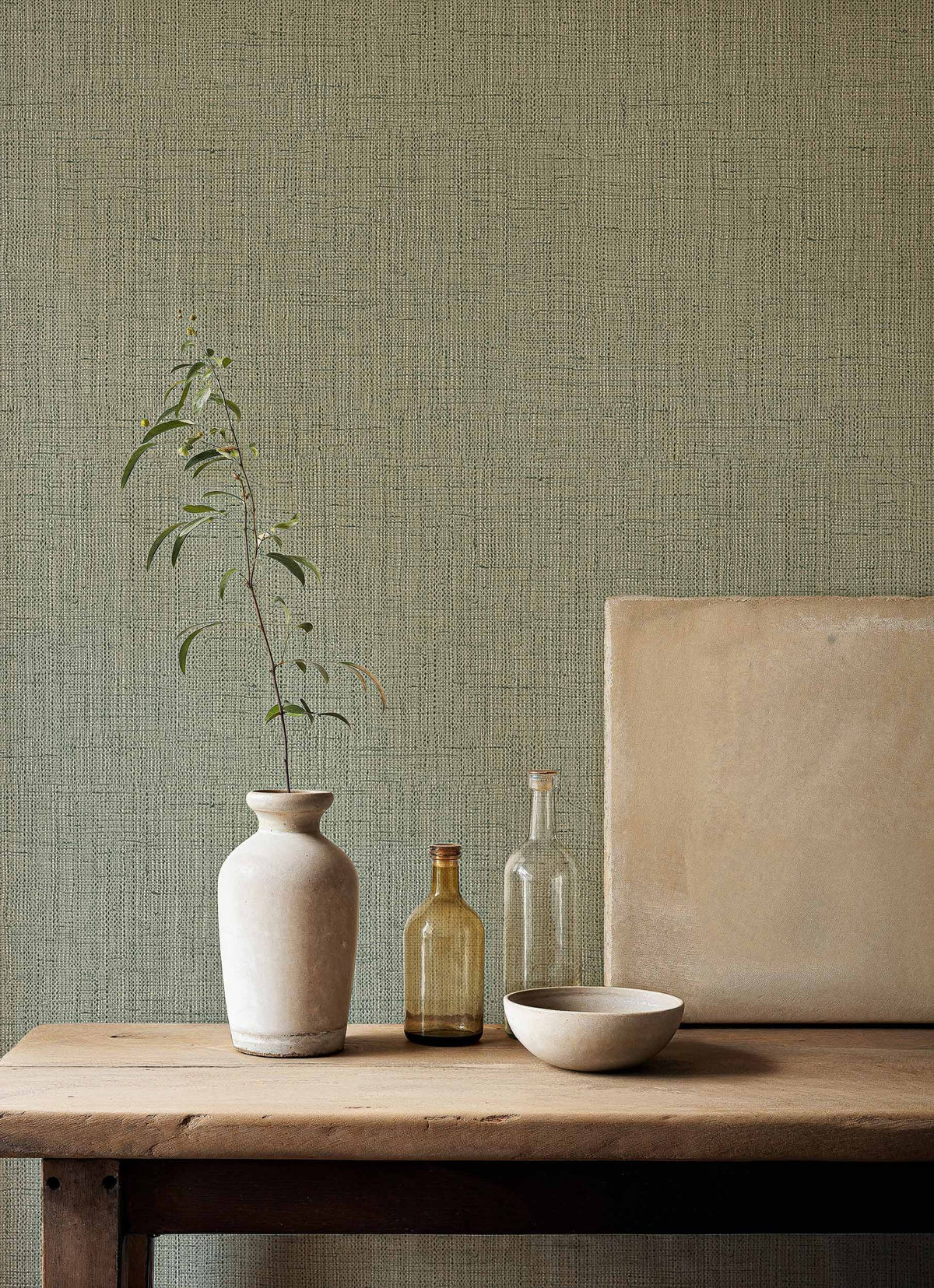 Lino wallpaper by Coordonné in Green, styled room
