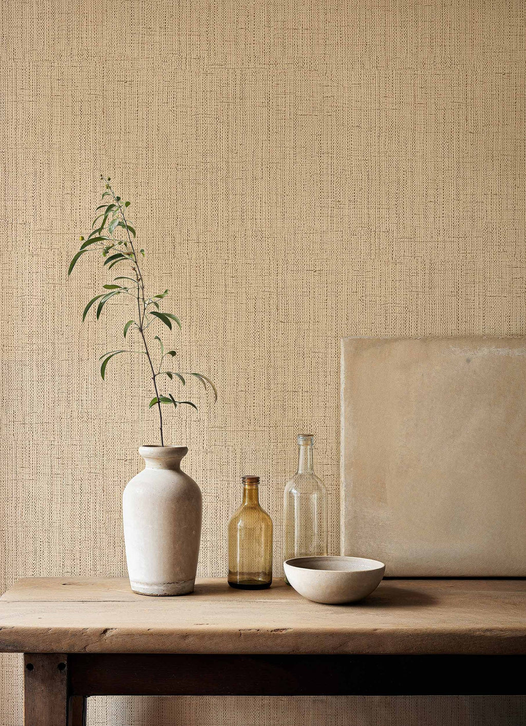 Lino wallpaper by Coordonné in Cream, styled room