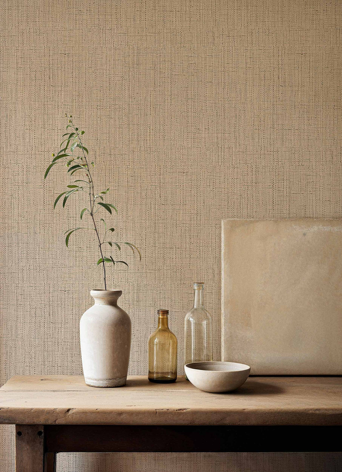 Lino wallpaper by Coordonné in Taupe, styled room