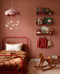 Lunch wallpaper by Coordonné in Red, styled room