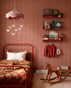 Lunch wallpaper by Coordonné in Red, styled room