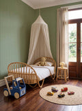 Lunch wallpaper by Coordonné in Green – Emerald, styled room