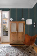 Luz y Sombra wallpaper by Coordonné in Green, styled room