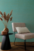 Malacca wallpaper by Casamance in Blue – Caribbean, styled room shot