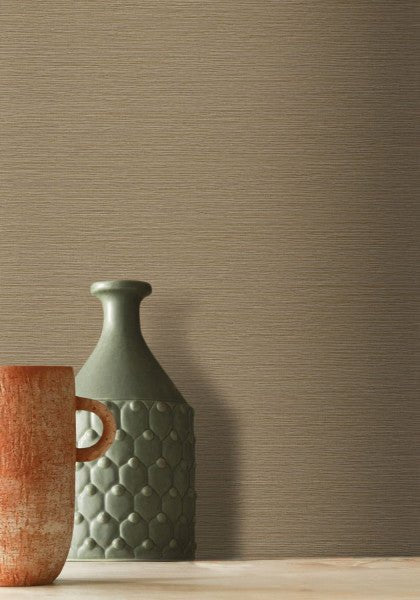Malacca wallpaper by Casamance in Brown – Malt, styled room shot