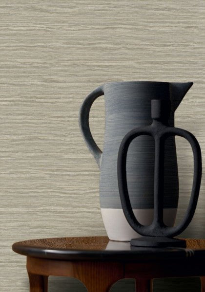 Malacca wallpaper by Casamance in Grey – Pebble, styled room shot