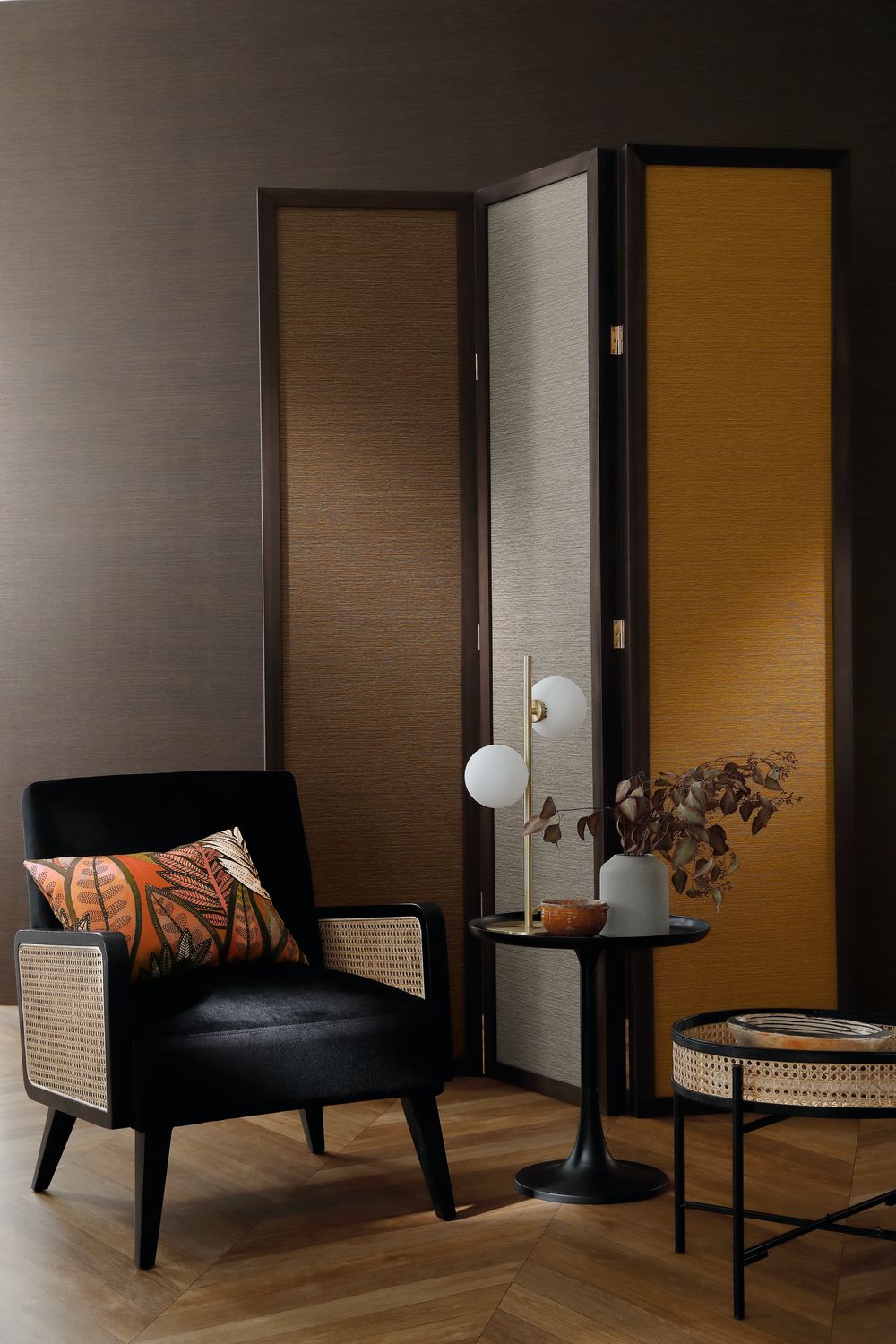 Malacca wallpaper by Casamance, styled room shot 2
