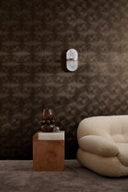 Meteore wallpaper by Casamance in Black – Gold, styled room shot