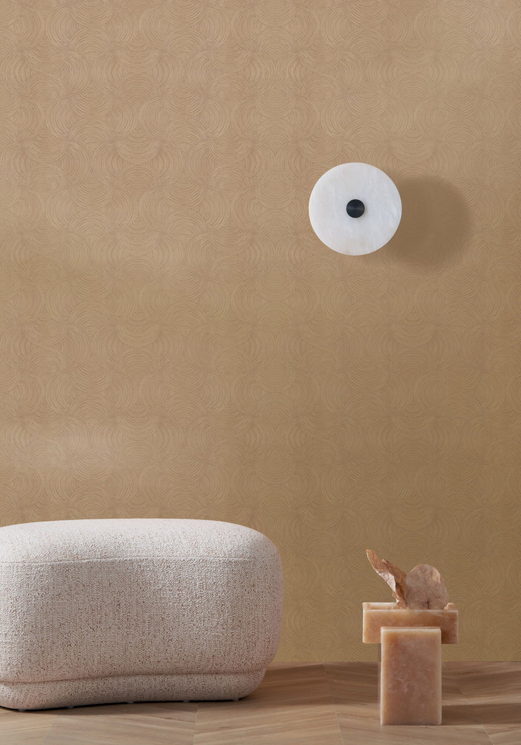 Meteore wallpaper by Casamance in Brown – Bronze, styled room shot
