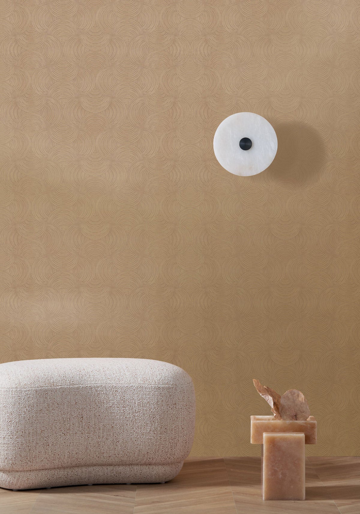 Meteore wallpaper by Casamance in Brown – Bronze, styled room shot