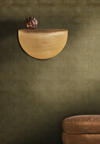 Meteore wallpaper by Casamance in Green – Khaki & Bronze, styled room shot