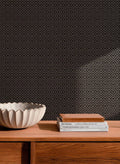 Mimbre wallpaper by Coordonné in Black, styled room