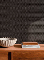 Mimbre wallpaper by Coordonné in Black, styled room