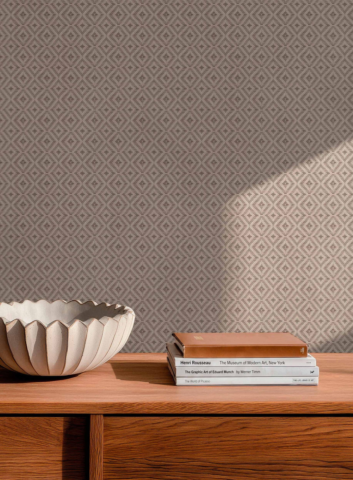 Mimbre wallpaper by Coordonné in Cream, styled room