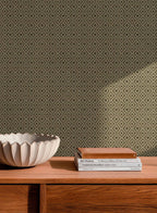 Mimbre wallpaper by Coordonné in Green, styled room