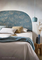 Mirador wallpaper by Casamance in Blue – Persian & Gold, styled room shot