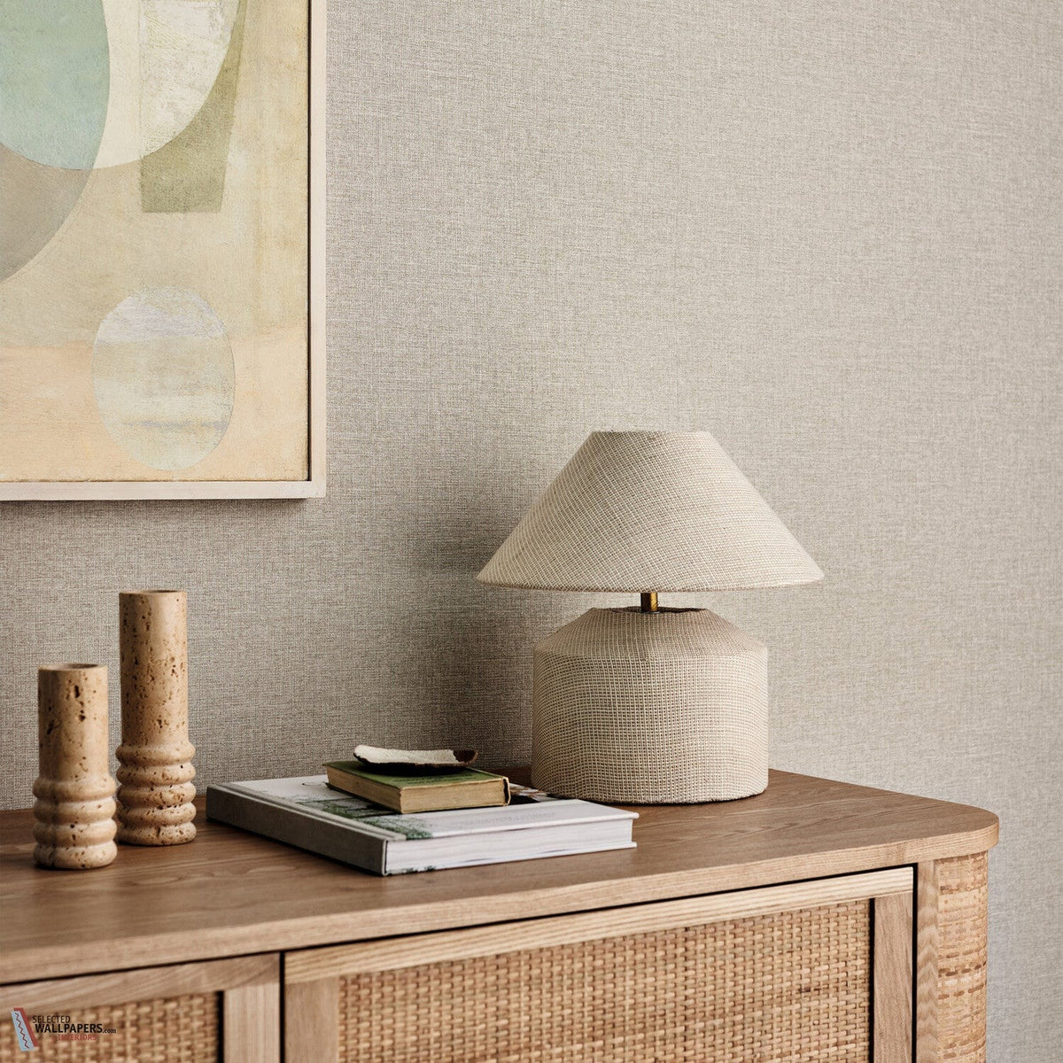 Neo Linen wallpaper by Romo, styled room shot
