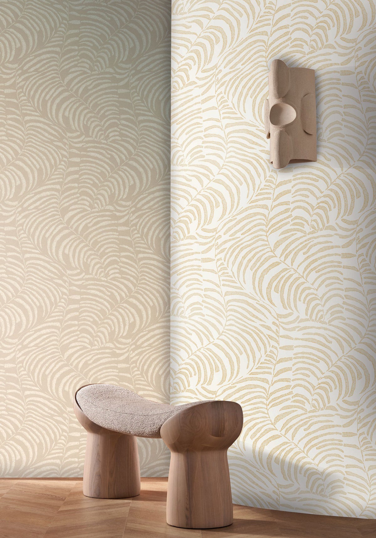 Nobile wallpaper by Casamance in Cream – Ivory & Gold, styled room shot