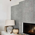 Nula wallpaper by Romo in Grey – Smoke, styled room shot