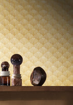 Orion wallpaper by Casamance in Gold, styled room shot