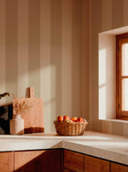 Palmeral wallpaper by Coordonné in Cream, styled room