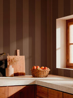 Palmeral wallpaper by Coordonné in Brown, styled room