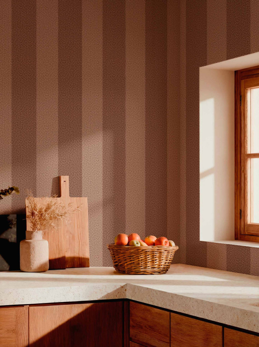Palmeral wallpaper by Coordonné in Pink, styled room