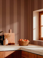 Palmeral wallpaper by Coordonné in Pink, styled room