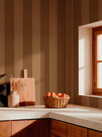Palmeral wallpaper by Coordonné in Light Brown, styled room