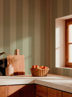 Palmeral wallpaper by Coordonné in Green, styled room