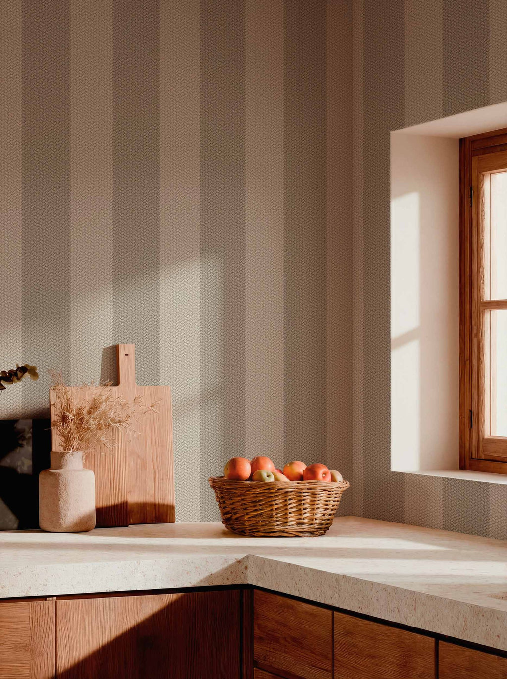 Palmeral wallpaper by Coordonné in Beige, styled room