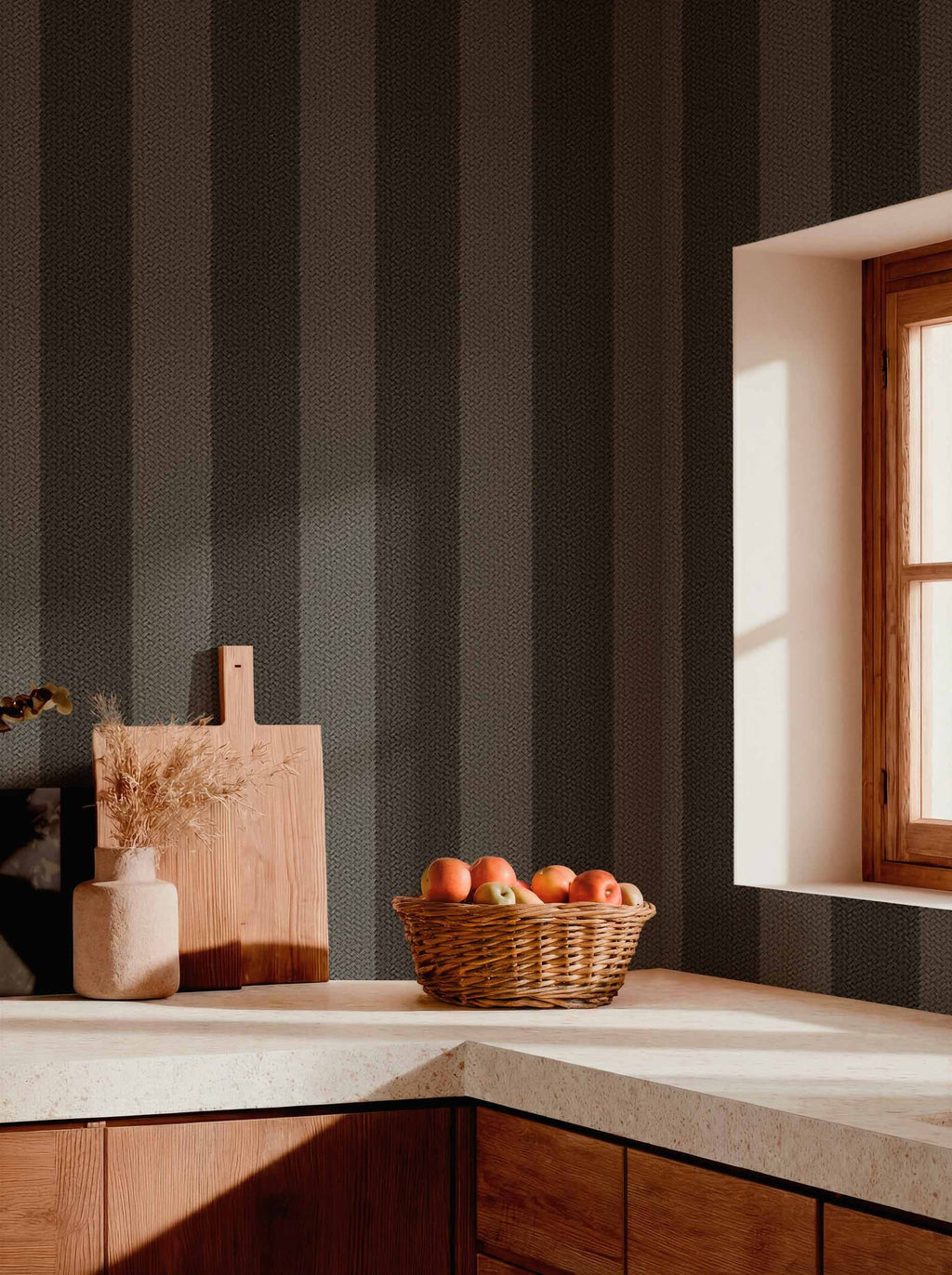 Palmeral wallpaper by Coordonné in Black, styled room