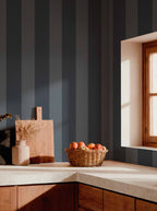 Palmeral wallpaper by Coordonné in Blue, styled room
