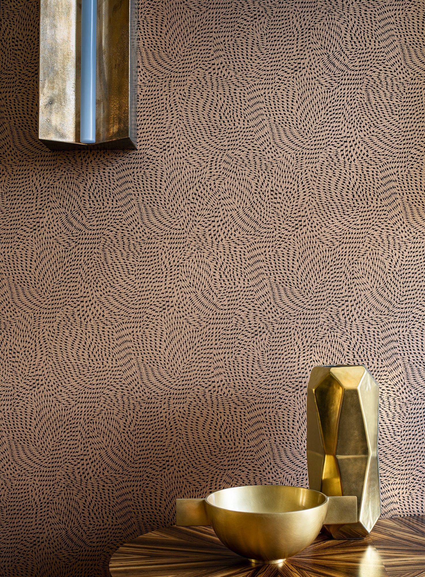 Passy wallpaper by Casamance in Gold, styled room shot