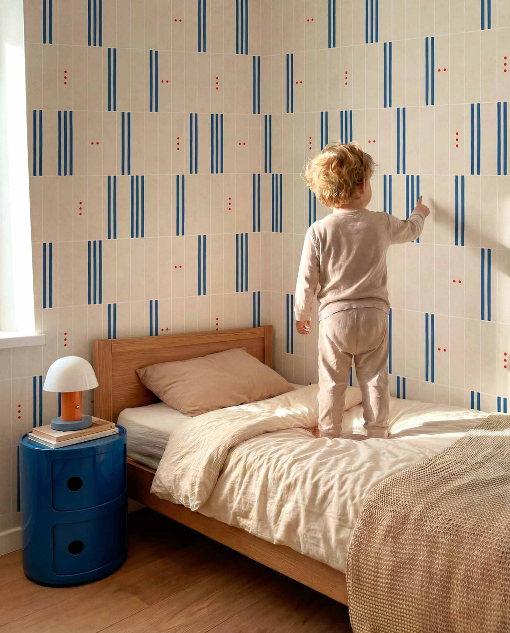 PlayBlocks wallpaper by Coordonné in Blue, styled room