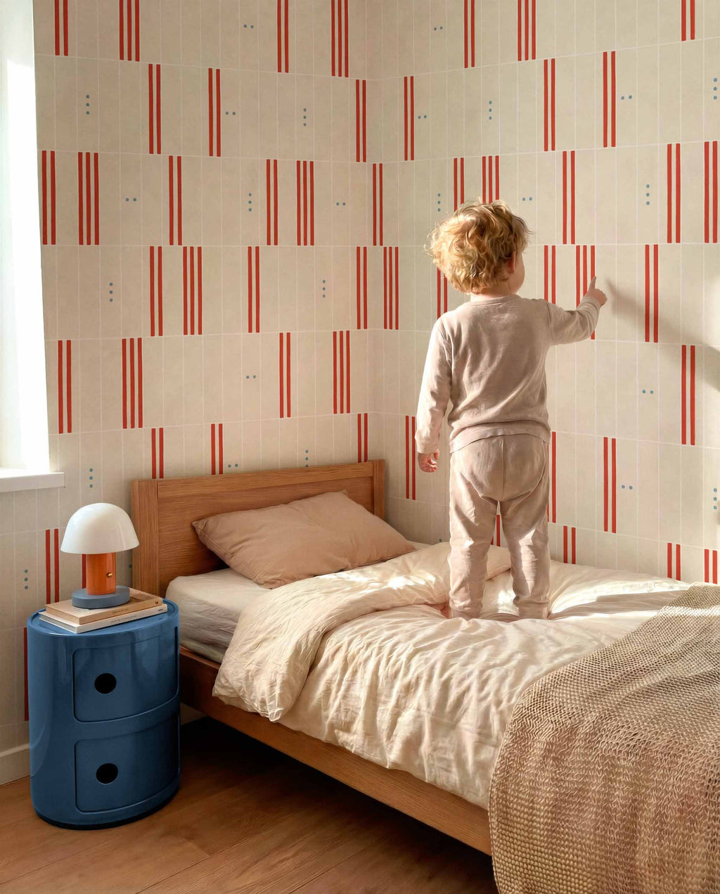 PlayBlocks wallpaper by Coordonné in Red, styled room